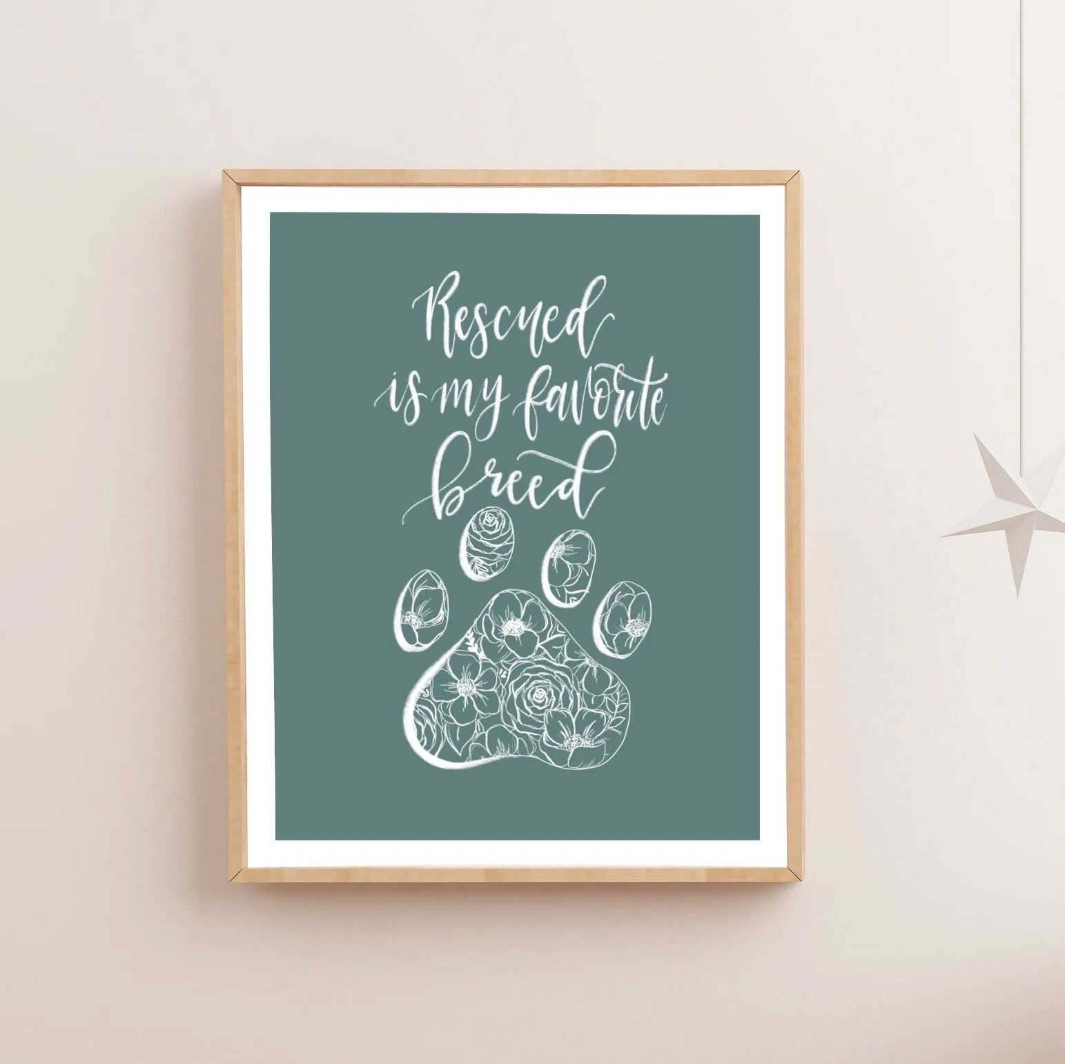 Sketched Floral Rescued Pet Art Print