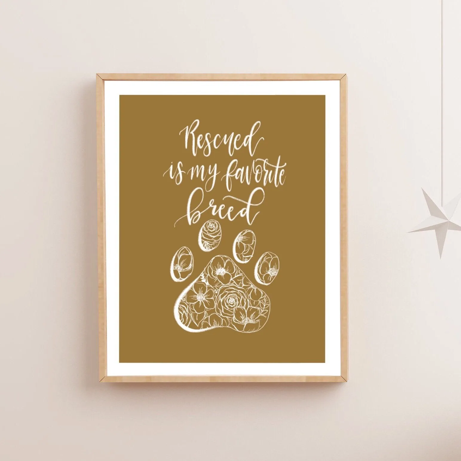 Sketched Floral Rescued Pet Art Print