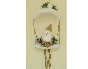 Snowman in white swing
