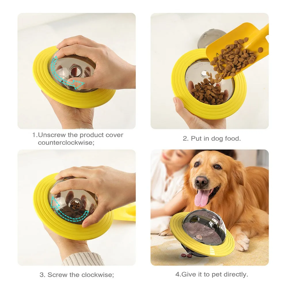UFO Toy Ball Interactive Interesting Flying Pet Saucer Feeder