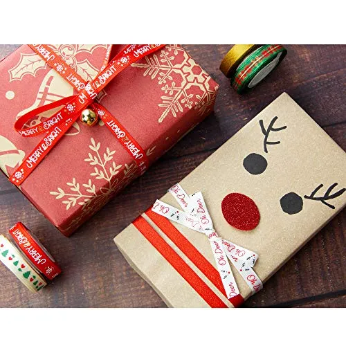 VATIN 20 Rolls 110 Yards Christmas Ribbons Printed Grosgrain Ribbon Polyester Satin Ribbon Sheer Organze Ribbon 3/8" Wide Xmas Ribbon Set for Christmas Gift Box Wrapping,Sewing,Hair Banding,DIY Craft