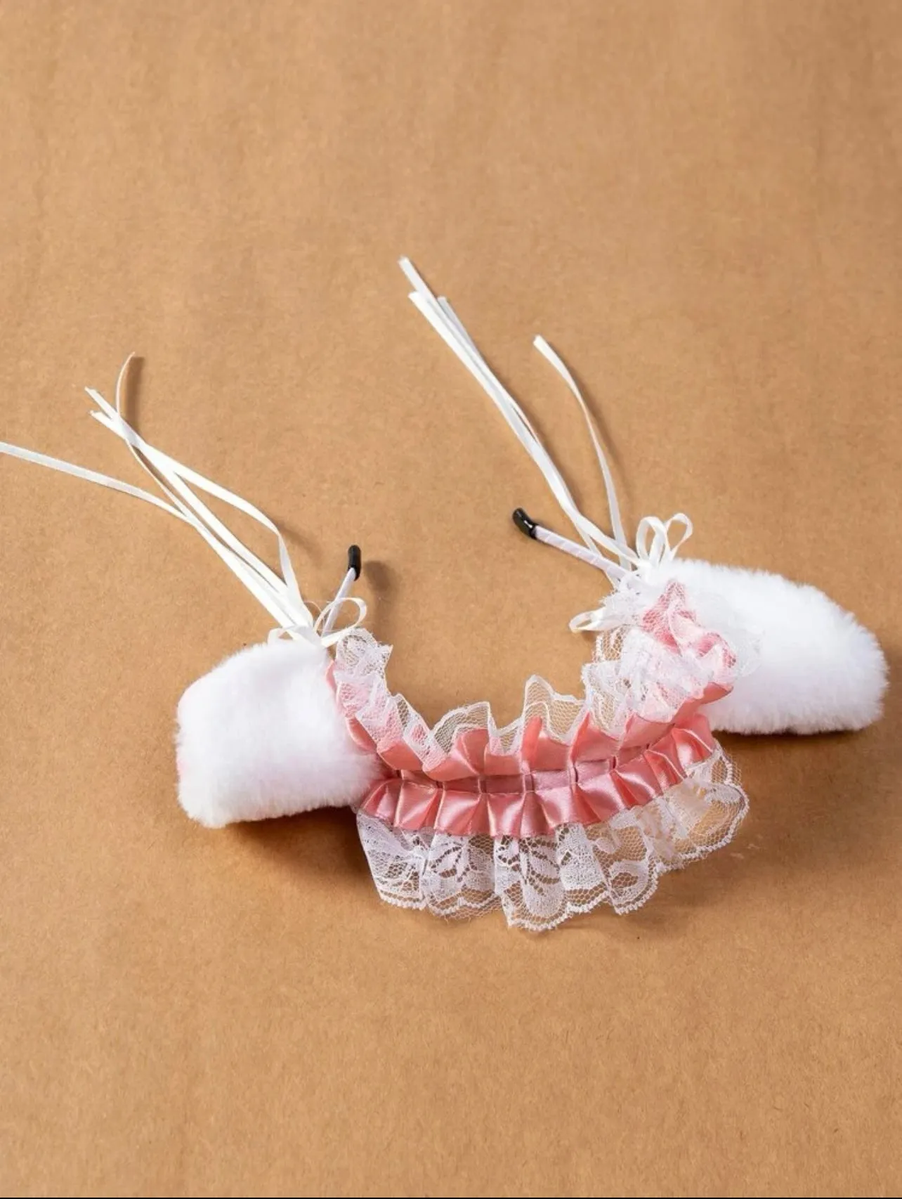 White & Pink Lace Catgirl Ears