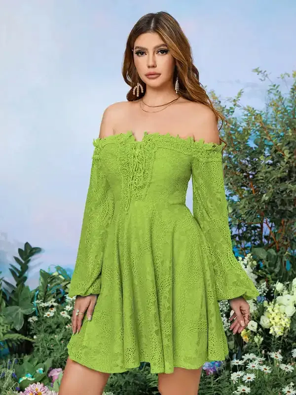 Women’s elegant and sweet Lace one-shoulder Dress