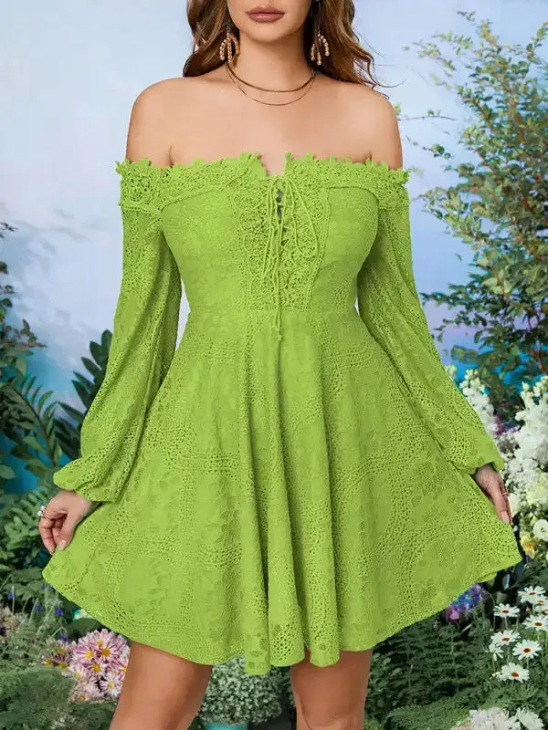 Women’s elegant and sweet Lace one-shoulder Dress