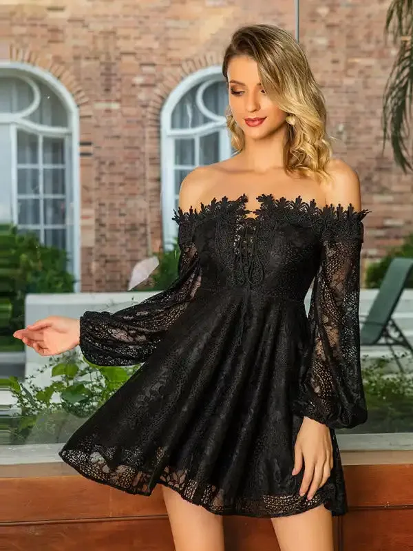 Women’s elegant and sweet Lace one-shoulder Dress