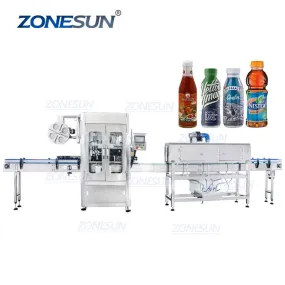 ZONESUN Automatic Cap Mineral Water Beverage Bottle PVC Film Sleeve Label Machine