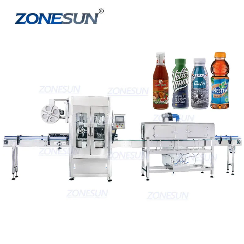 ZONESUN Automatic Cap Mineral Water Beverage Bottle PVC Film Sleeve Label Machine